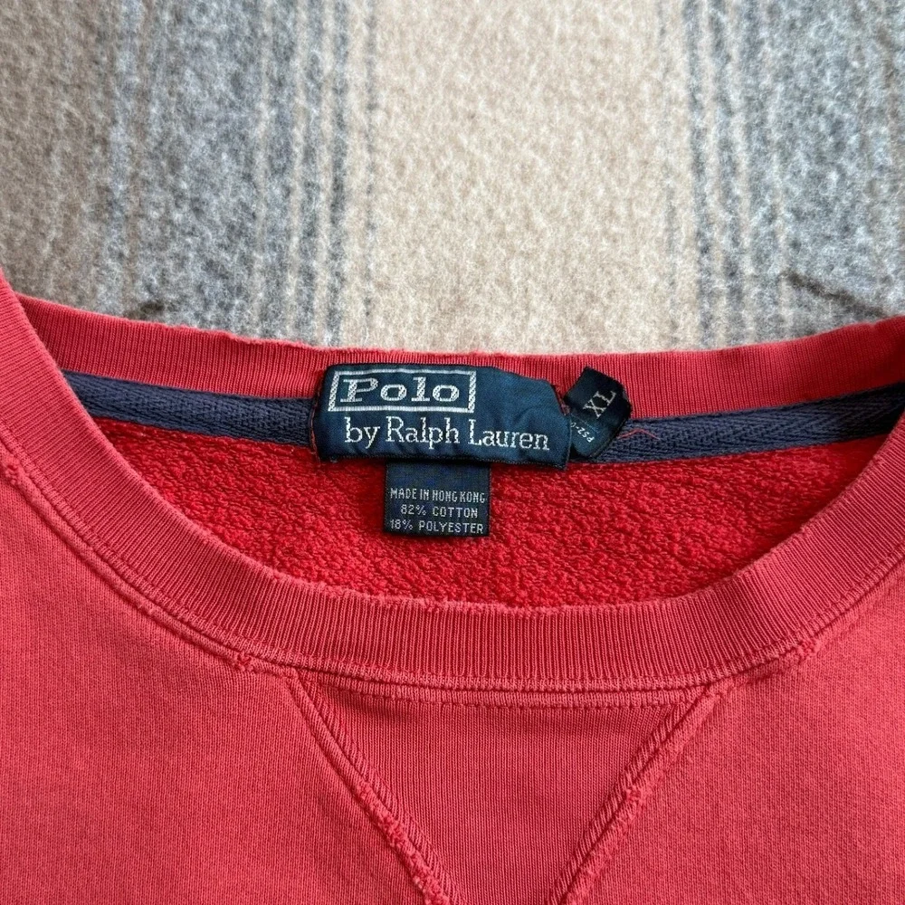 Polo Ralph Lauren Sweatshirt Mens XL Red Distressed Crewneck Vintage Pony Logo